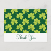Cute Green Clover Shamrock Pattern Hartelijk dank Briefkaart (Voorkant)