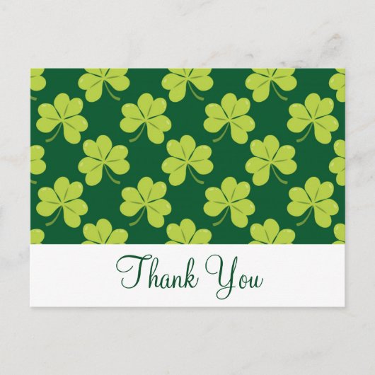 Cute Green Clover Shamrock Pattern Hartelijk dank Briefkaart (Voorkant)