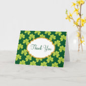 Cute Green Clover Shamrock Pattern Hartelijk dank Kaart (Gele Bloem)