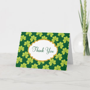 Cute Green Clover Shamrock Pattern Hartelijk dank Kaart