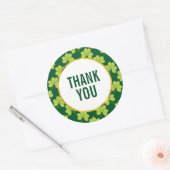 Cute Green Clover Shamrock Pattern Hartelijk dank Ronde Sticker (Envelop)
