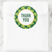 Cute Green Clover Shamrock Pattern Hartelijk dank Ronde Sticker (Tas)
