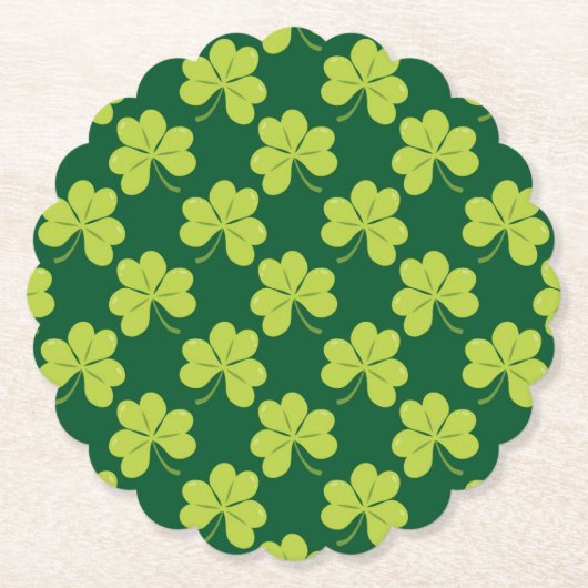 Cute Green Clover Shamrock Pattern Kartonnen Onderzetters (Voorkant)