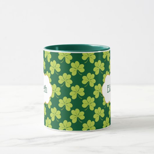 Cute Green Clover Shamrock Pattern Mok (Midden)