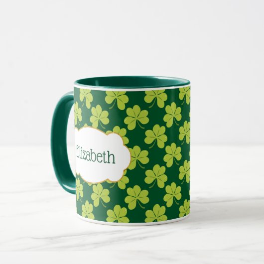 Cute Green Clover Shamrock Pattern Mok (Voorkant links)