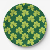 Cute Green Clover Shamrock Pattern Papieren Bordje (Voorkant)