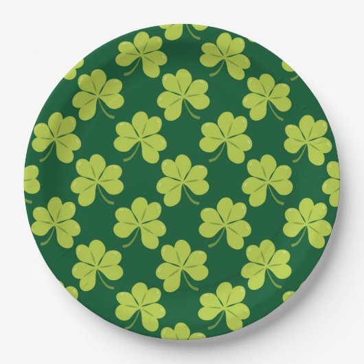 Cute Green Clover Shamrock Pattern Papieren Bordje (Voorkant)
