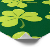 Cute Green Clover Shamrock Pattern Poster (Hoek)