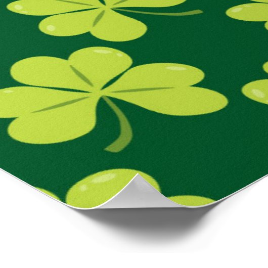 Cute Green Clover Shamrock Pattern Poster (Hoek)