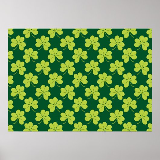 Cute Green Clover Shamrock Pattern Poster (Voorkant)