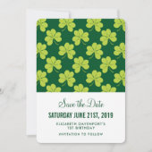 Cute Green Clover Shamrock Pattern Save The Date (Voorkant)