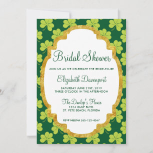 Cute Green Clover Shamrock Pattern Vrijgezellenfee Kaart