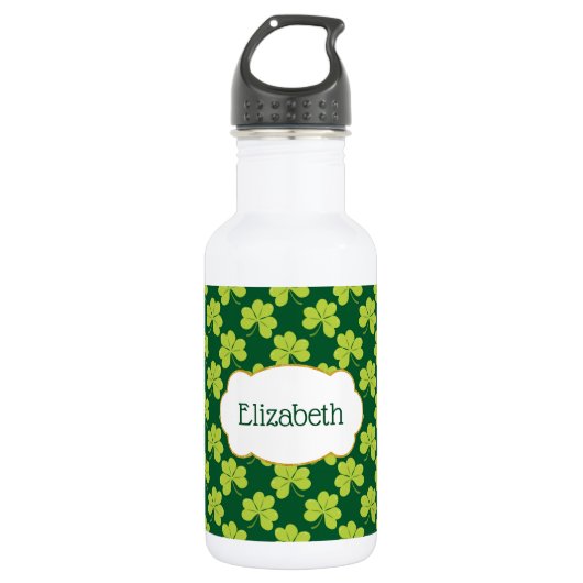Cute Green Clover Shamrock Pattern Waterfles (Voorkant)