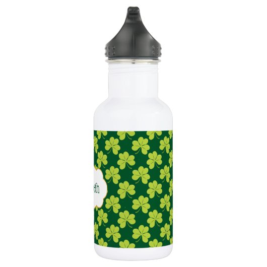 Cute Green Clover Shamrock Pattern Waterfles (Rechts)