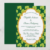 Cute Green Clover Shamrock Pattern Wedding Kaart (Voorkant / Achterkant)