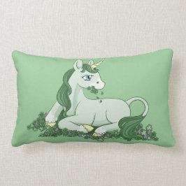 Cute Green Clover Unicorn Kussen