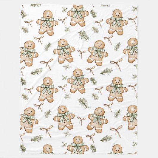 Cute Green Cream Gingerbread Cookies Christmas Fleece Deken (Voorkant)