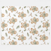 Cute Green Cream Gingerbread Cookies Christmas Fleece Deken (Voorkant (Horizontaal))