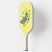 Cute green cricket insect cartoon illustration  pickleball paddle (Links)