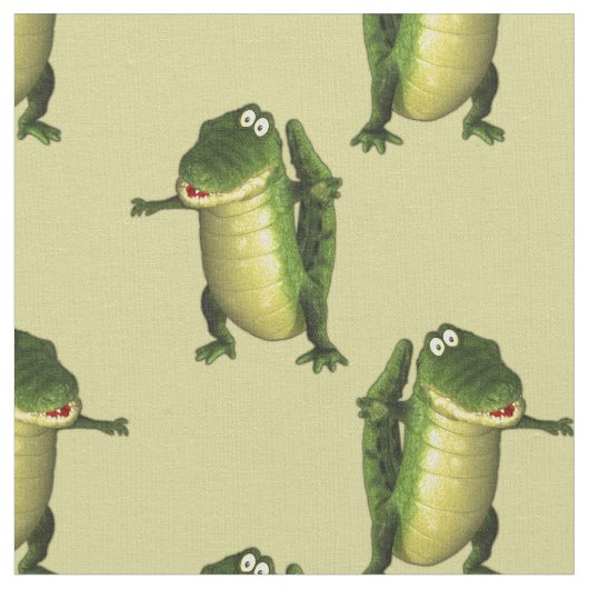 Cute Green Crocodiles Stof (Close Up)