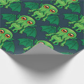 Cute Green Cthulhu Monster Cadeaupapier (Hoek)