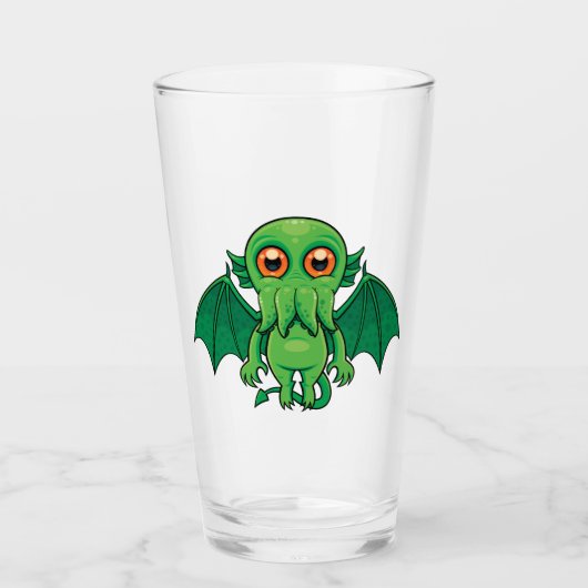 Cute Green Cthulhu Monster Glas (Voorkant)
