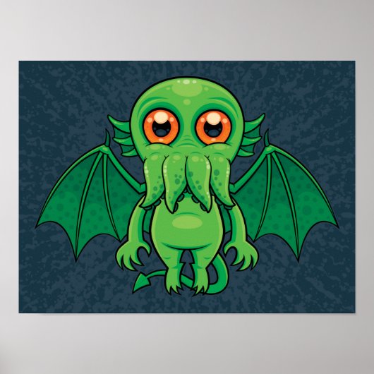 Cute Green Cthulhu Monster Poster (Voorkant)