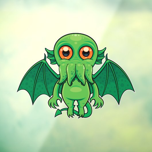 Cute Green Cthulhu Monster Raamsticker (Vel 3)