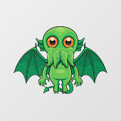 Cute Green Cthulhu Monster Raamsticker (Vel)