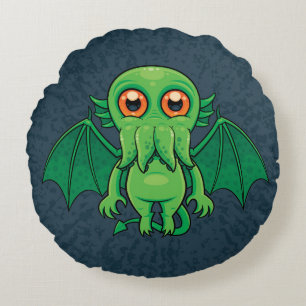 Cute Green Cthulhu Monster Rond Kussen