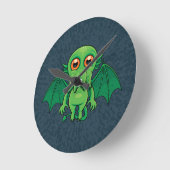 Cute Green Cthulhu Monster Ronde Klok (Hoek)