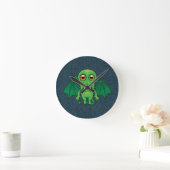 Cute Green Cthulhu Monster Ronde Klok (Huis)