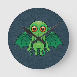Cute Green Cthulhu Monster Ronde Klok