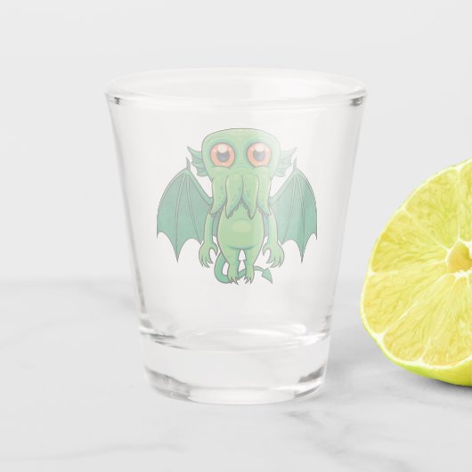 Cute Green Cthulhu Monster Shot Glas (Achterkant)