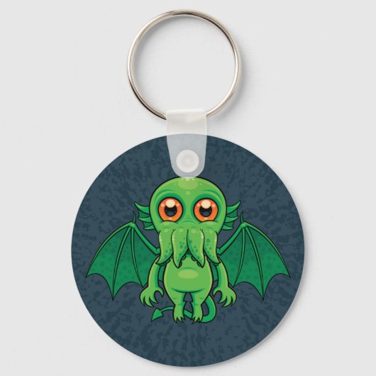 Cute Green Cthulhu Monster Sleutelhanger (Voorkant)