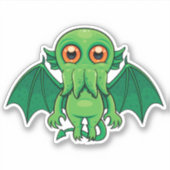 Cute Green Cthulhu Monster Sticker (Voorkant)
