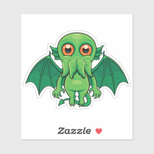 Cute Green Cthulhu Monster Sticker (Vel)