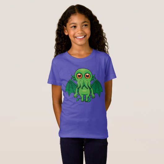 Cute Green Cthulhu Monster T-shirt (Voorkant volledig)