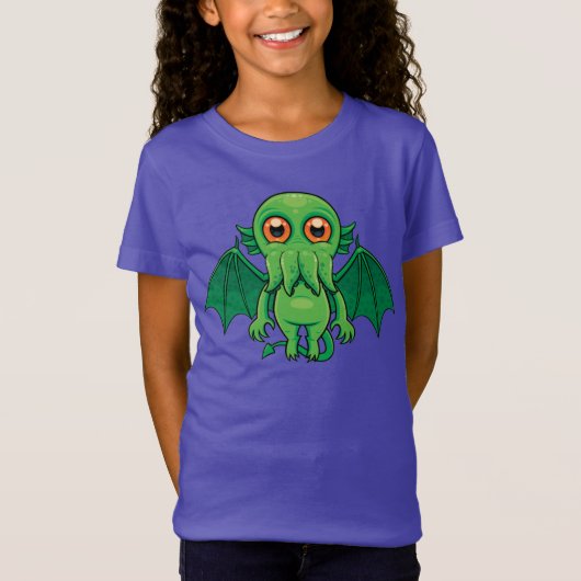 Cute Green Cthulhu Monster T-shirt (Voorkant)