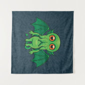 Cute Green Cthulhu Monster Wandkleed (Voorkant (horizontaal))