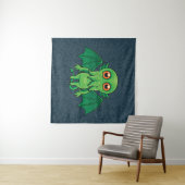 Cute Green Cthulhu Monster Wandkleed (In Situ (horizontaal))