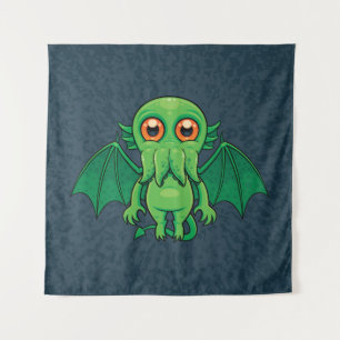 Cute Green Cthulhu Monster Wandkleed