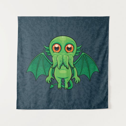 Cute Green Cthulhu Monster Wandkleed (Voorkant)