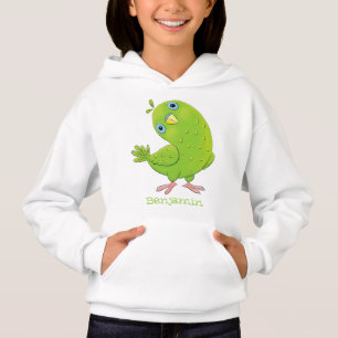 Cute green curious paraket cartoon