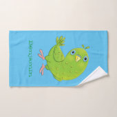 Cute green curious paraket cartoon bad handdoek (Handdoek)