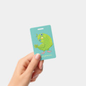 Cute green curious paraket cartoon badge (Handheld)