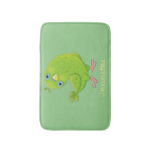 Cute green curious paraket cartoon badmat (Voorkant Verticaal)