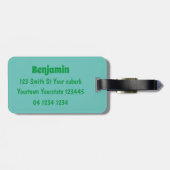 Cute green curious paraket cartoon bagagelabel (Achterkant horizontaal)