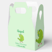 Cute green curious paraket cartoon bedankdoosjes (Geopend)
