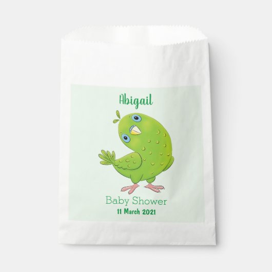 Cute green curious paraket cartoon bedankzakje (Voorkant)